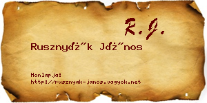 Rusznyák János névjegykártya